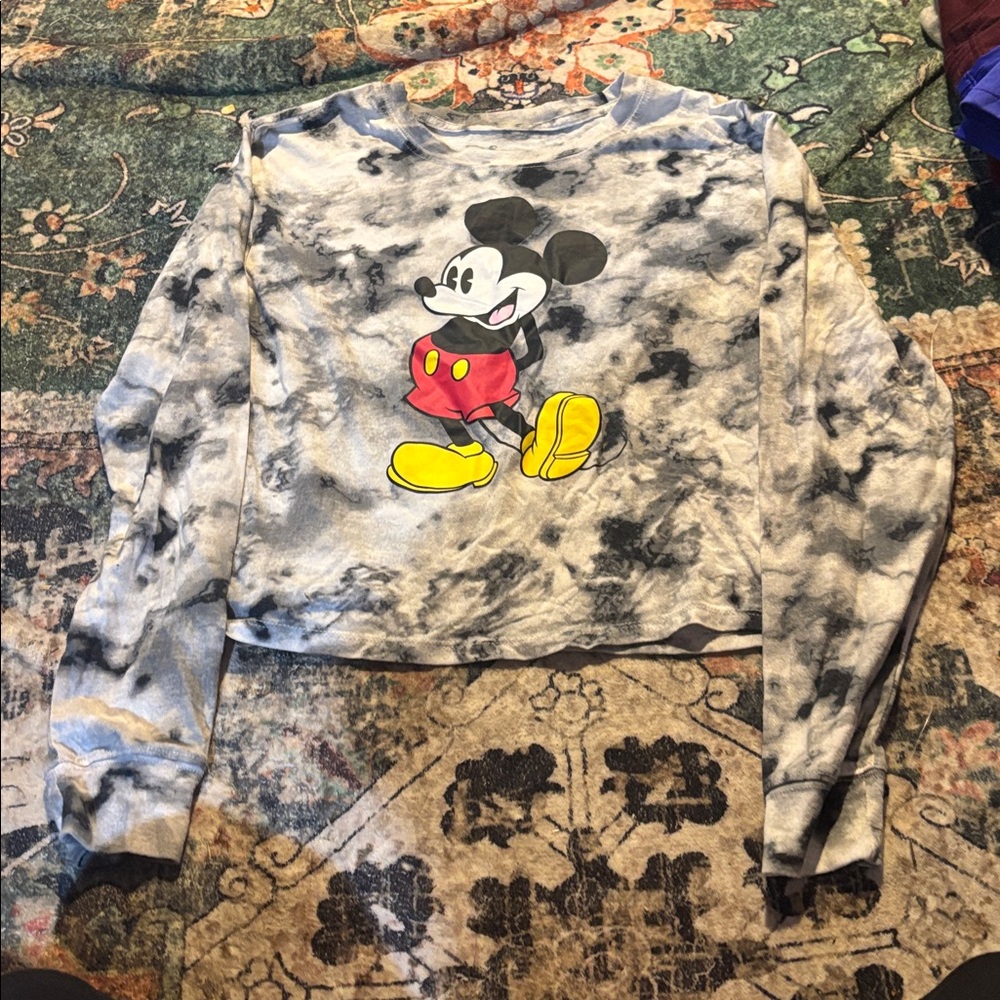 Disney Mickey Mouse Black and Gray Kids Long Sleeve Tee